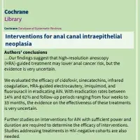 Cochrane review: Interventions for anal canal intraepithelial neoplasia